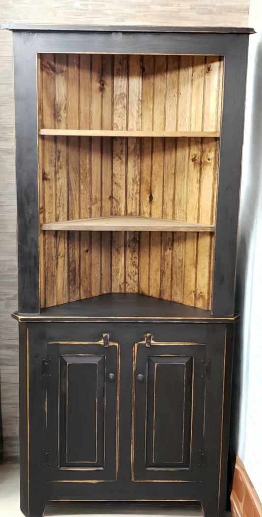 Handmade Rustic Wood Corner Hutch, Farmhouse Decor, Storage Cabinet, Country Kitchen Furniture