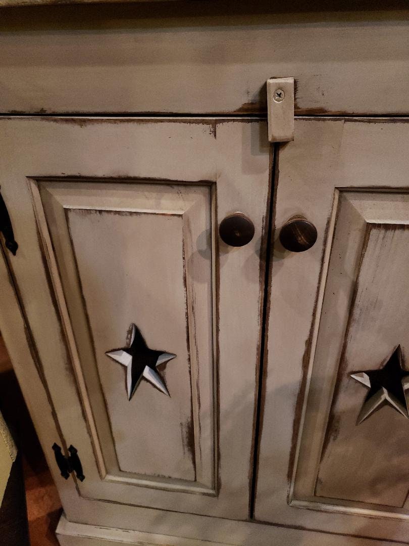 Rustic jelly cabinet / Farmhouse cabinet / primitive cabinet / star door cabinet / Rustic style cabinet
