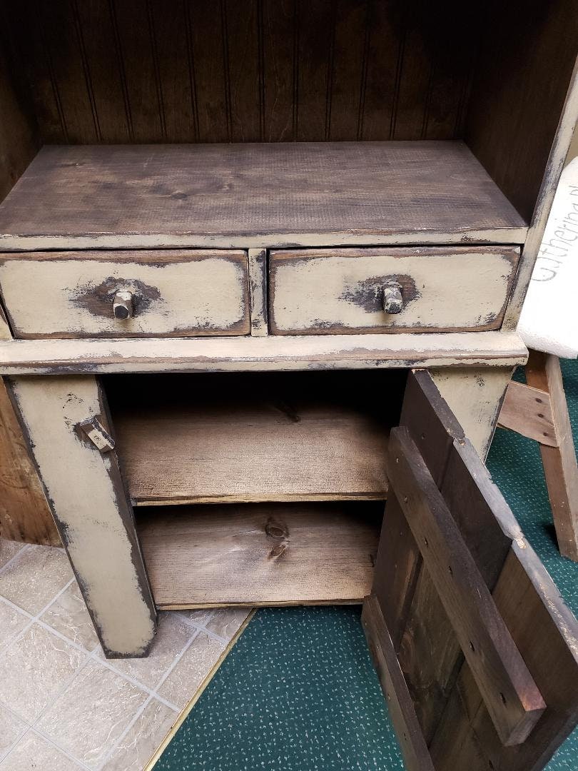 Rustic Style Hutch Primitive Style Cupboard Pantry Cabinet