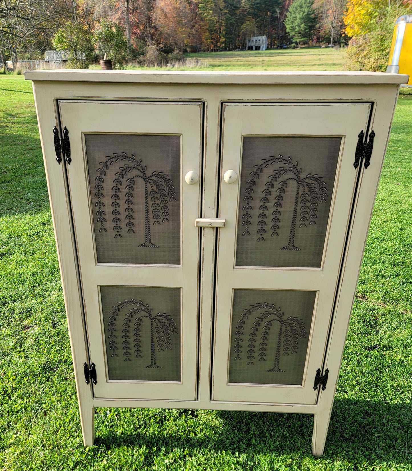 Punched tin door pie cabinet / Primitive pie safe / Jelly cabinet