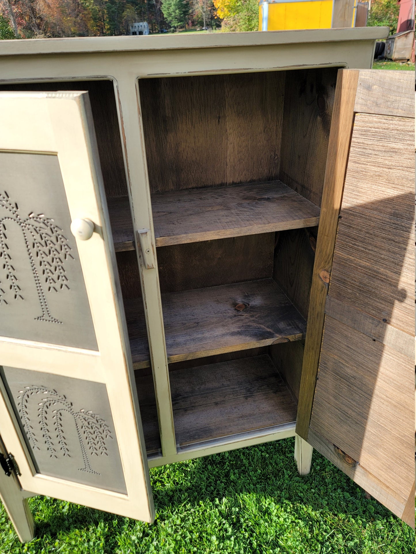 Punched tin door pie cabinet / Primitive pie safe / Jelly cabinet