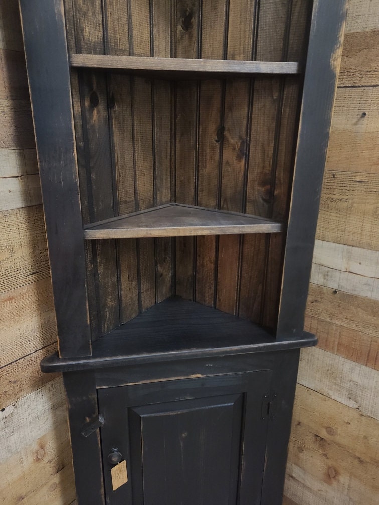 Handmade Rustic Corner Hutch, Solid Wood Display Cabinet, Farmhouse Storage, Rustic Furniture, Farmhouse Decor