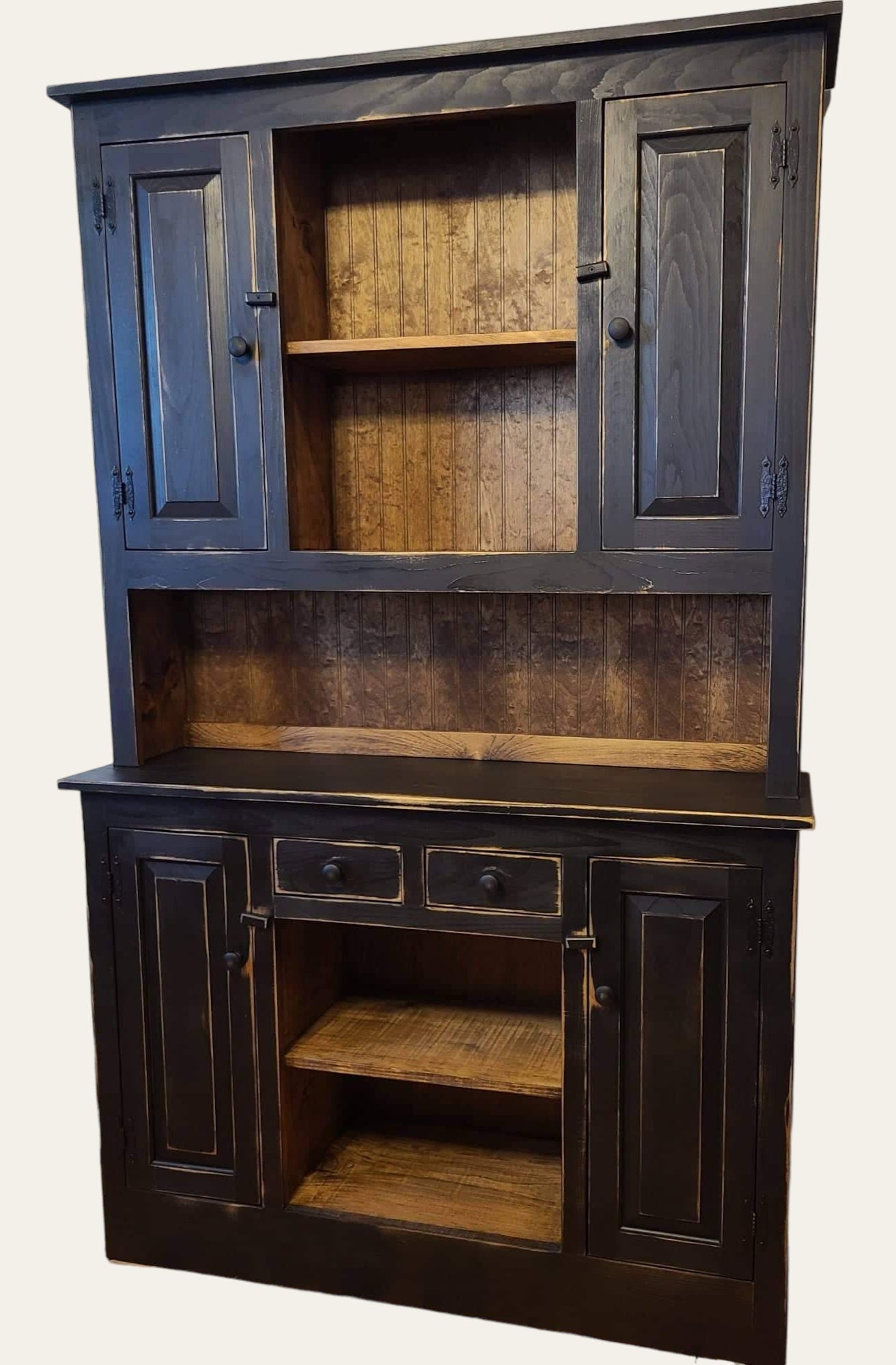 Rustic Handmade Stepback Hutch, Primitive Country Furniture, Farmhouse Style Storage