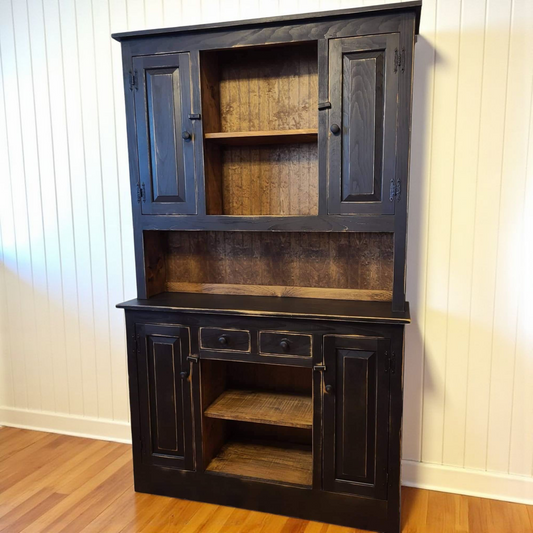 Rustic Handmade Stepback Hutch, Primitive Country Furniture, Farmhouse Style Storage