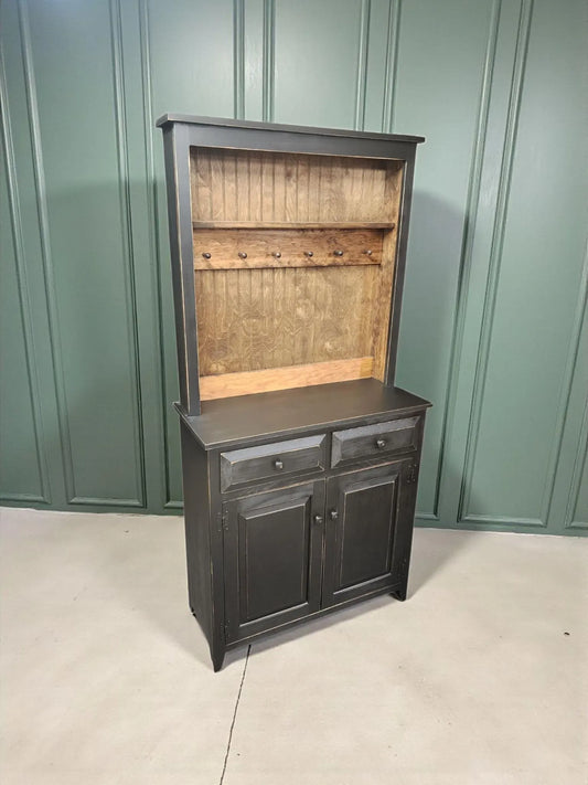 Rustic Farmhouse Coffee Bar Hutch - Handmade Primitive Kitchen Storage Cabinet