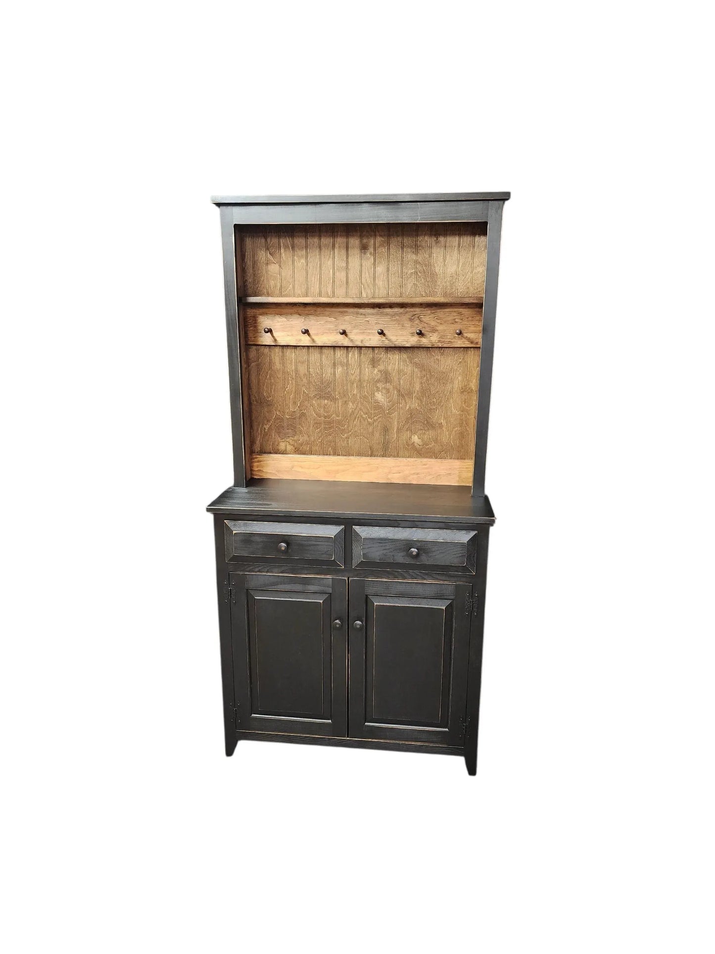 Rustic Farmhouse Coffee Bar Hutch - Handmade Primitive Kitchen Storage Cabinet