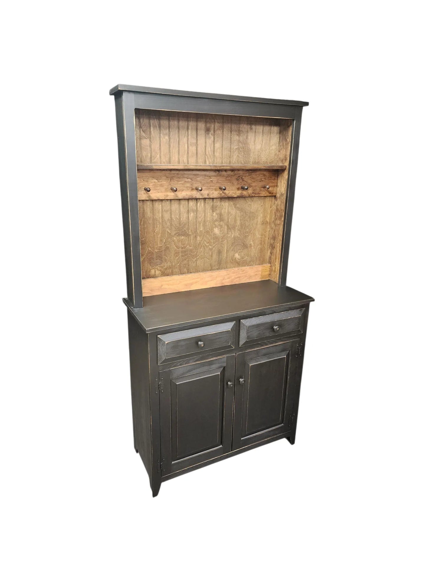 Rustic Farmhouse Coffee Bar Hutch - Handmade Primitive Kitchen Storage Cabinet