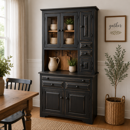 Farmhouse Hoosier Hutch: Rustic Kitchen Cupboard, Storage Cabinet & Country Dining Decor - Free Shipping
