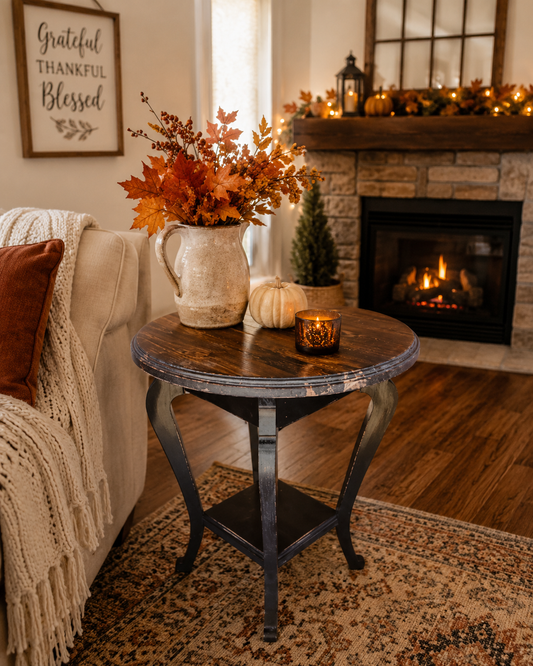 Rustic Round Accent Table, Wooden Side Table, Farmhouse Furniture, Rustic Decor, Living Room Table