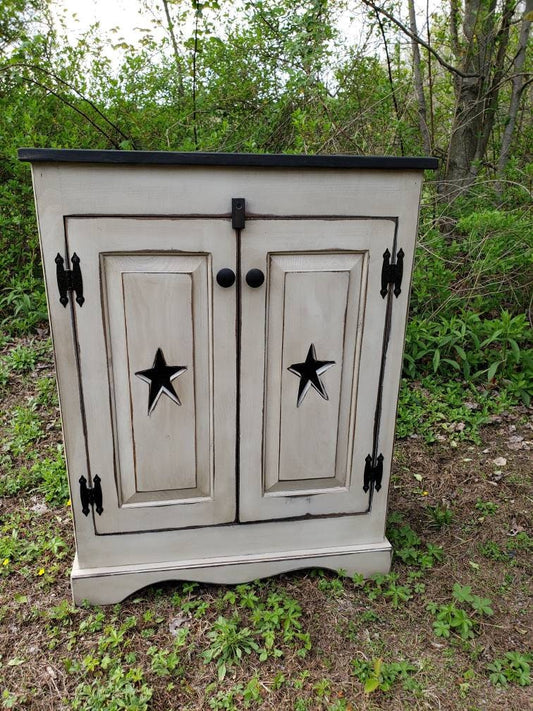 Handmade Rustic Jelly Cabinet, Star Design, Small Size, Farmhouse Storage, Kitchen Organizer