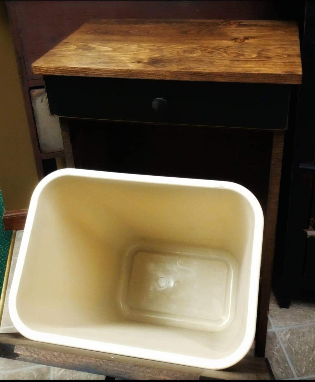 Tilt out trash bin, rustic kitchen trash can, laundry bin, amish trash bin