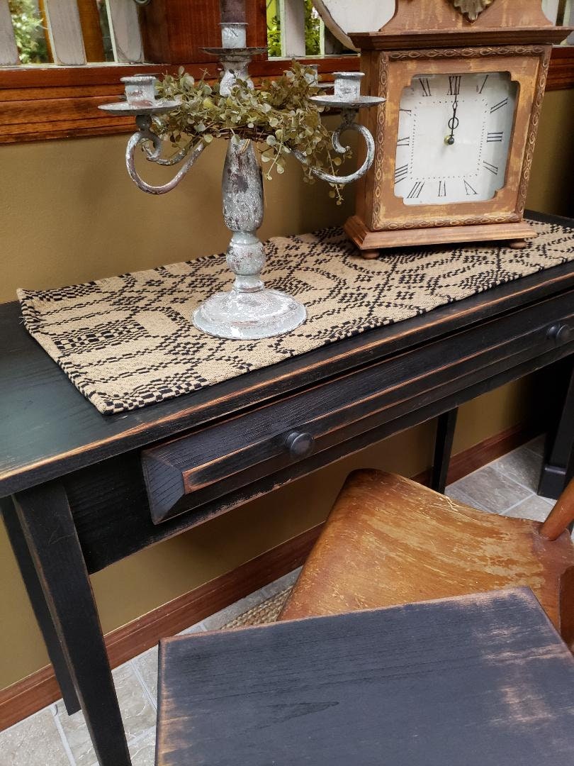 Rustic sofa table desk with drawer