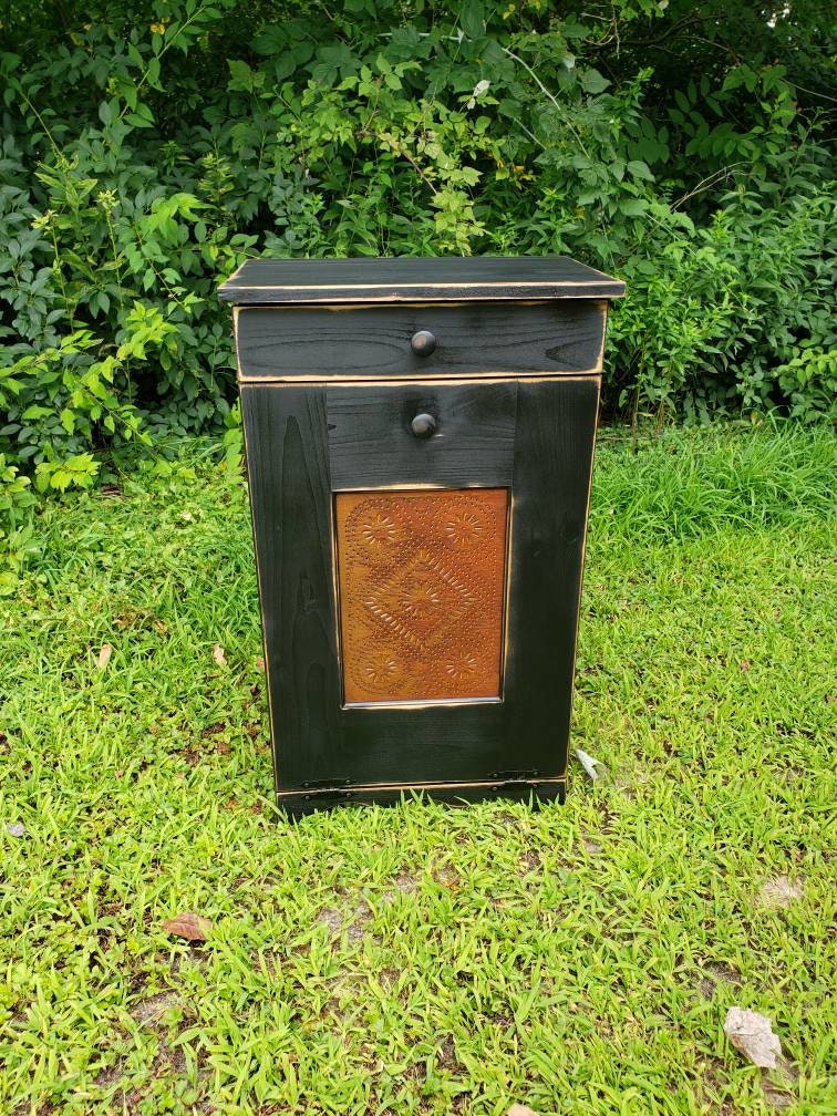 Tilt out rustic trash bin / Pull out laundry bin / Farmhouse style trash cabinet