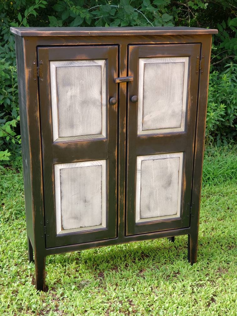 Primitive style jelly cabinet with two tone doors / Pie safe cupboard