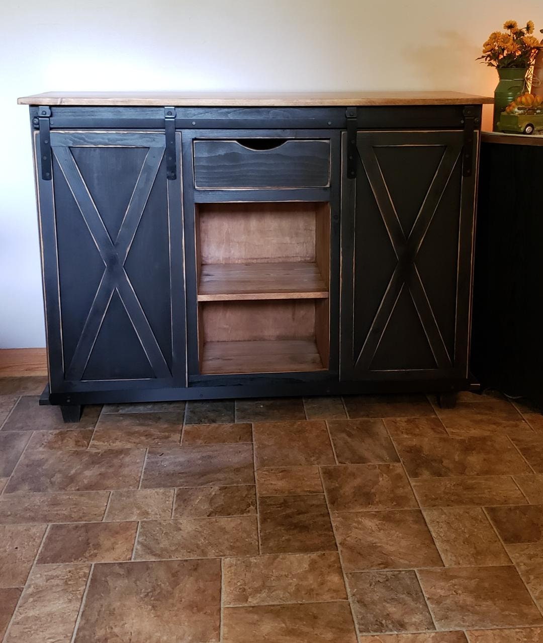 Rustic wooden buffet cabinet / tv entertainment stand /  Farmhouse buffet server