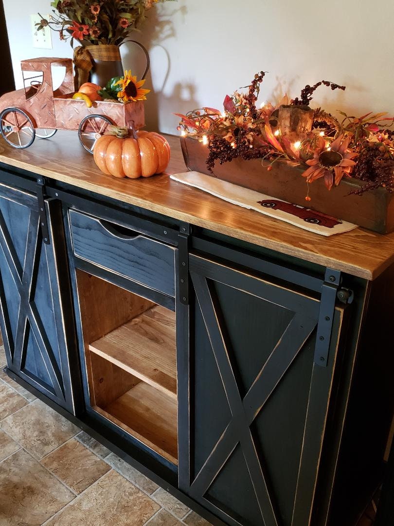 Rustic wooden buffet cabinet / tv entertainment stand /  Farmhouse buffet server