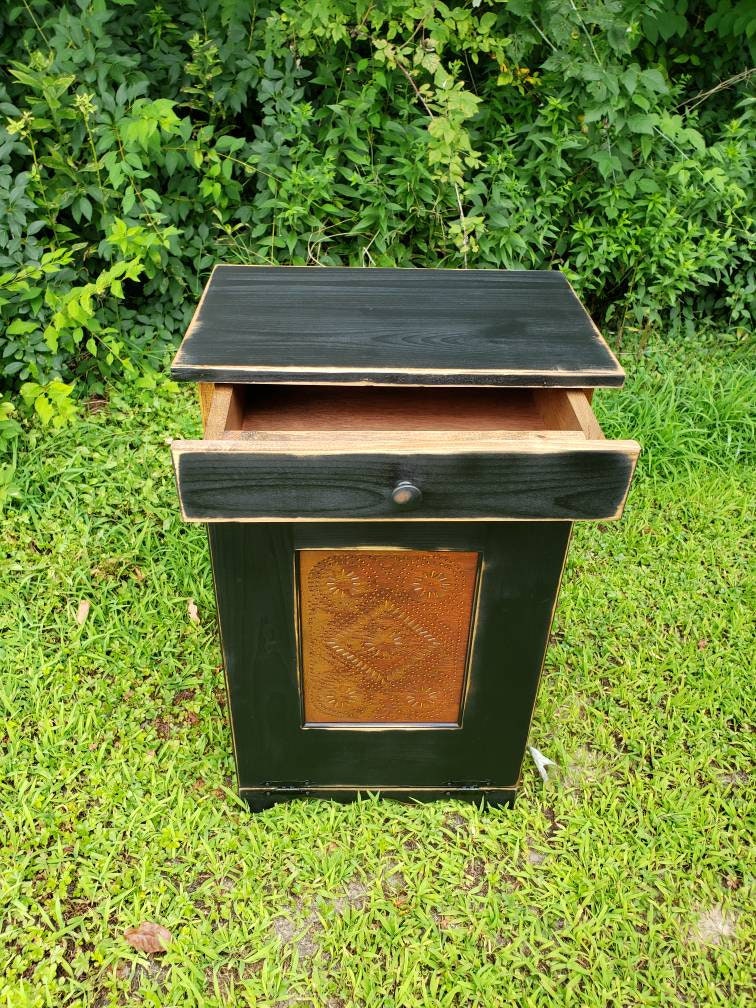 Tilt out rustic trash bin / Pull out laundry bin / Farmhouse style trash cabinet