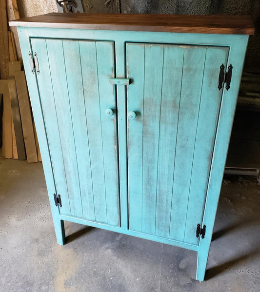 Southwestern style turquoise cabinet / Rustic cupboard