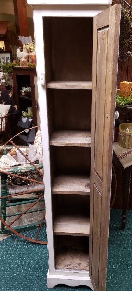 Handmade Rustic Chimney Cabinet, Narrow Storage Organizer, Farmhouse Decor