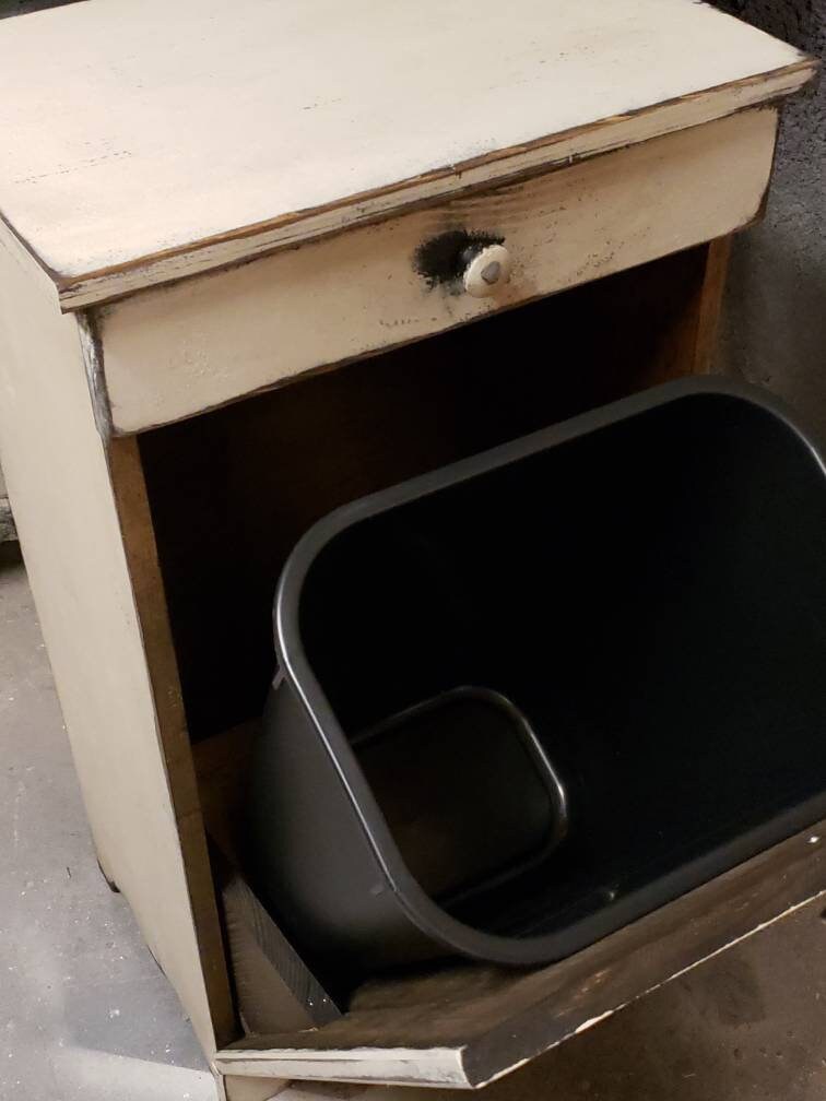 Tilt out trash bin, rustic kitchen trash can, laundry bin, amish trash bin