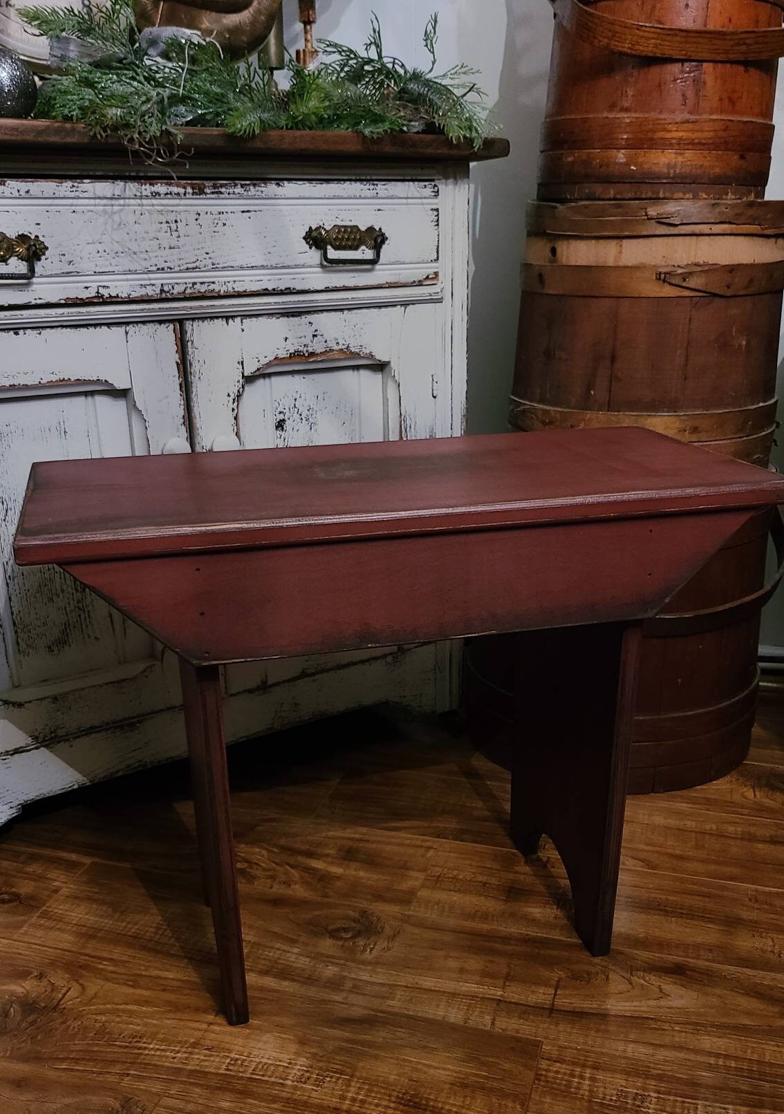 Primitive bench, country shaker bench, accent table, farmhouse, christianfredricks handmade