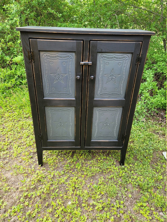 Primitive tin door cabinet/ Double door pie safe/ Farmhouse style cabinet /Country punched tin cabinet /Vintage cabinet