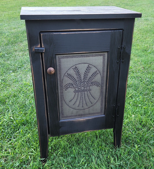 Rustic cabinet with tin panel / farmhouse furniture / small cabinet