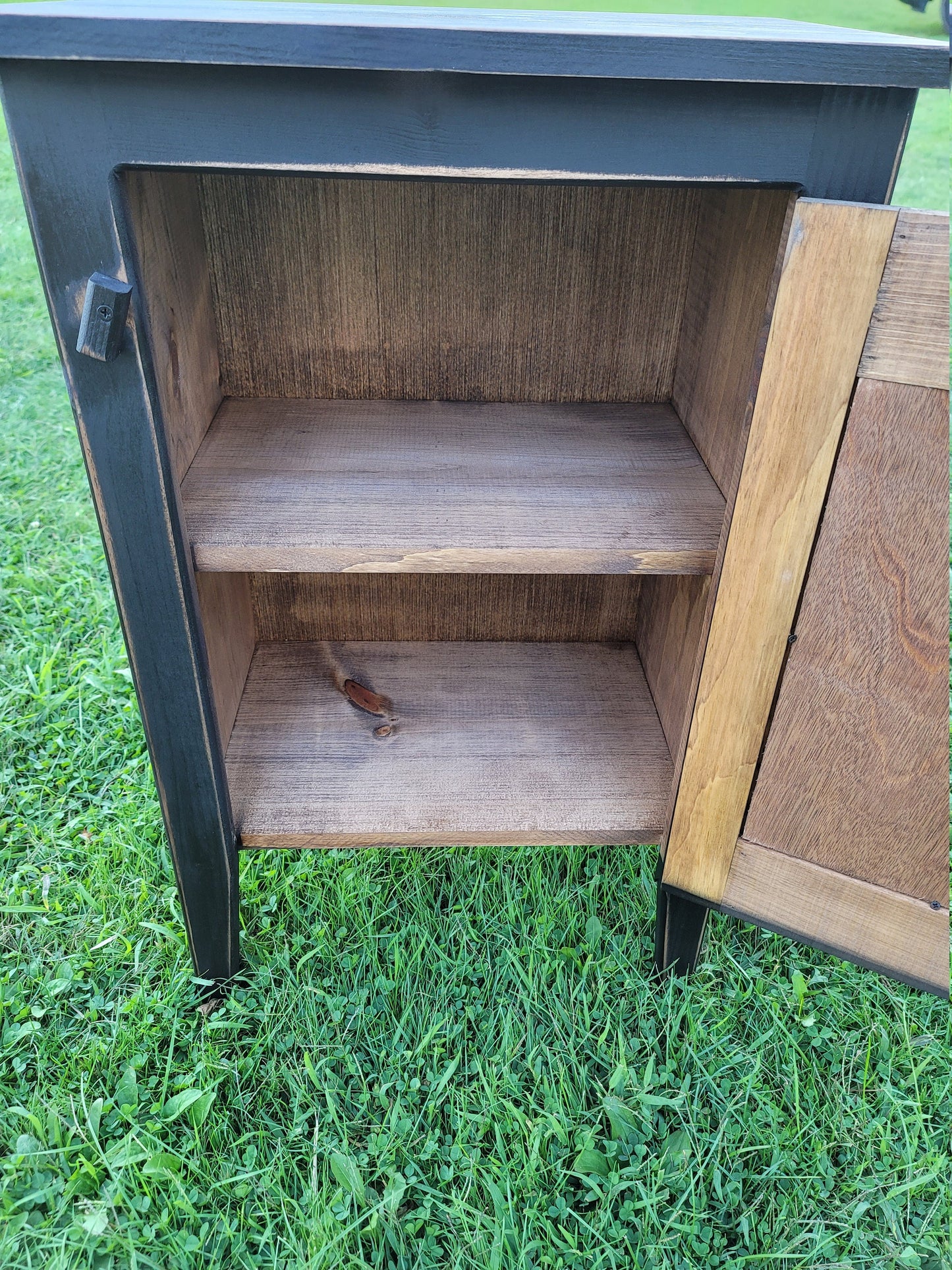 Rustic cabinet with tin panel / farmhouse furniture / small cabinet