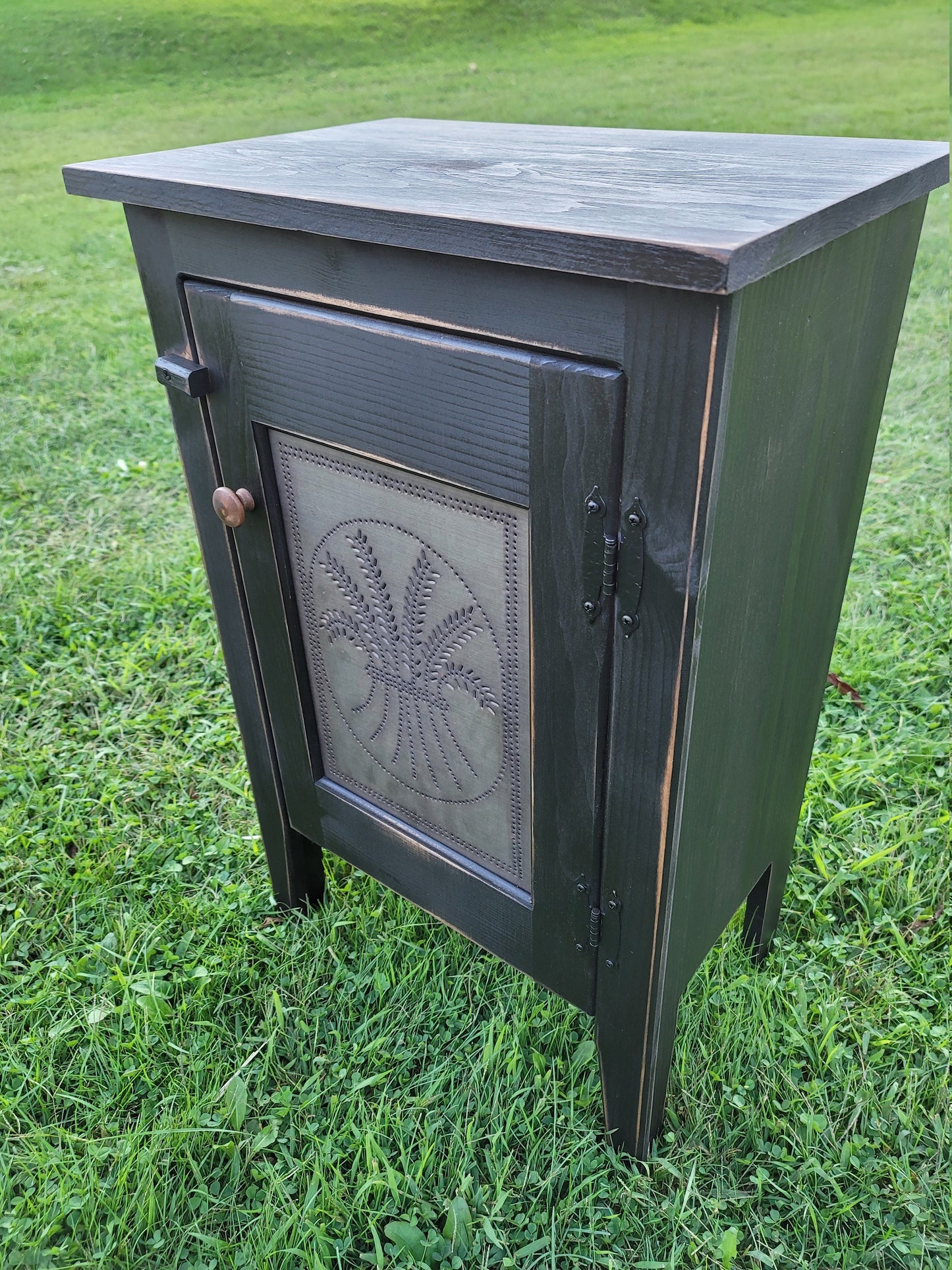 Rustic cabinet with tin panel / farmhouse furniture / small cabinet