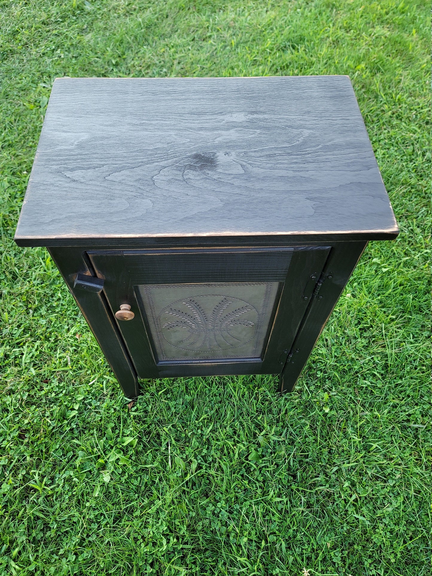 Rustic cabinet with tin panel / farmhouse furniture / small cabinet