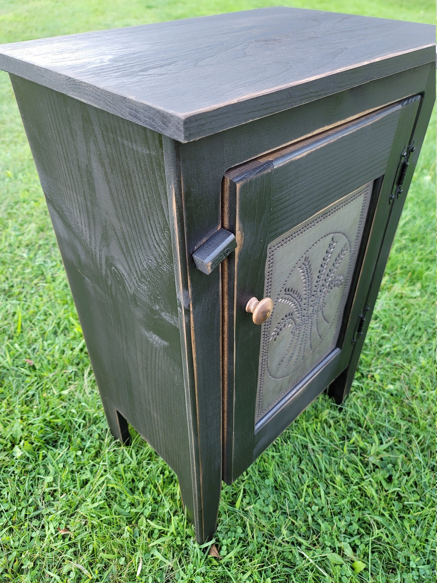 Rustic cabinet with tin panel / farmhouse furniture / small cabinet