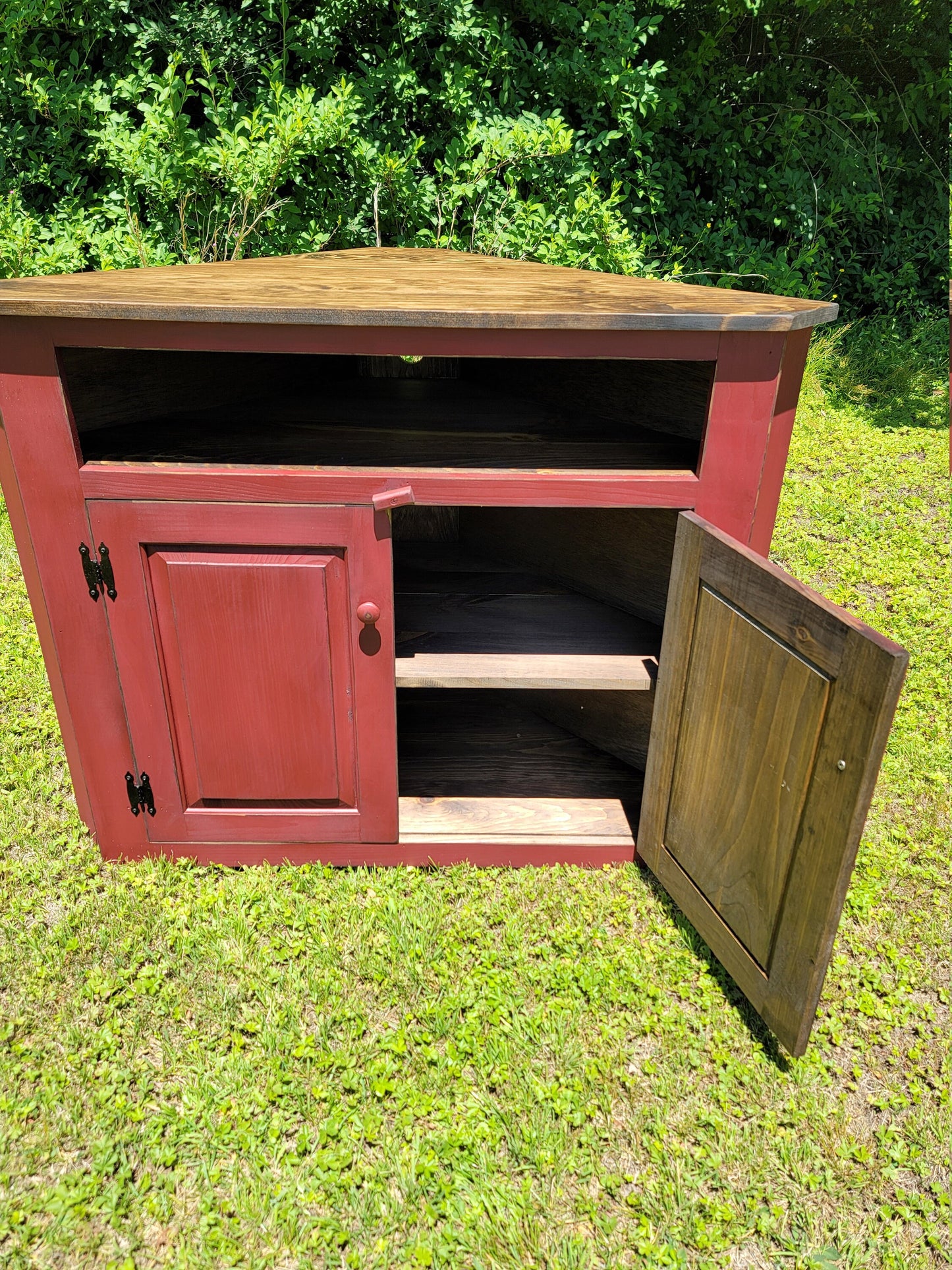 Handmade Rustic Corner Entertainment Cabinet, Solid Wood TV Stand, Media Console, Farmhouse Furniture