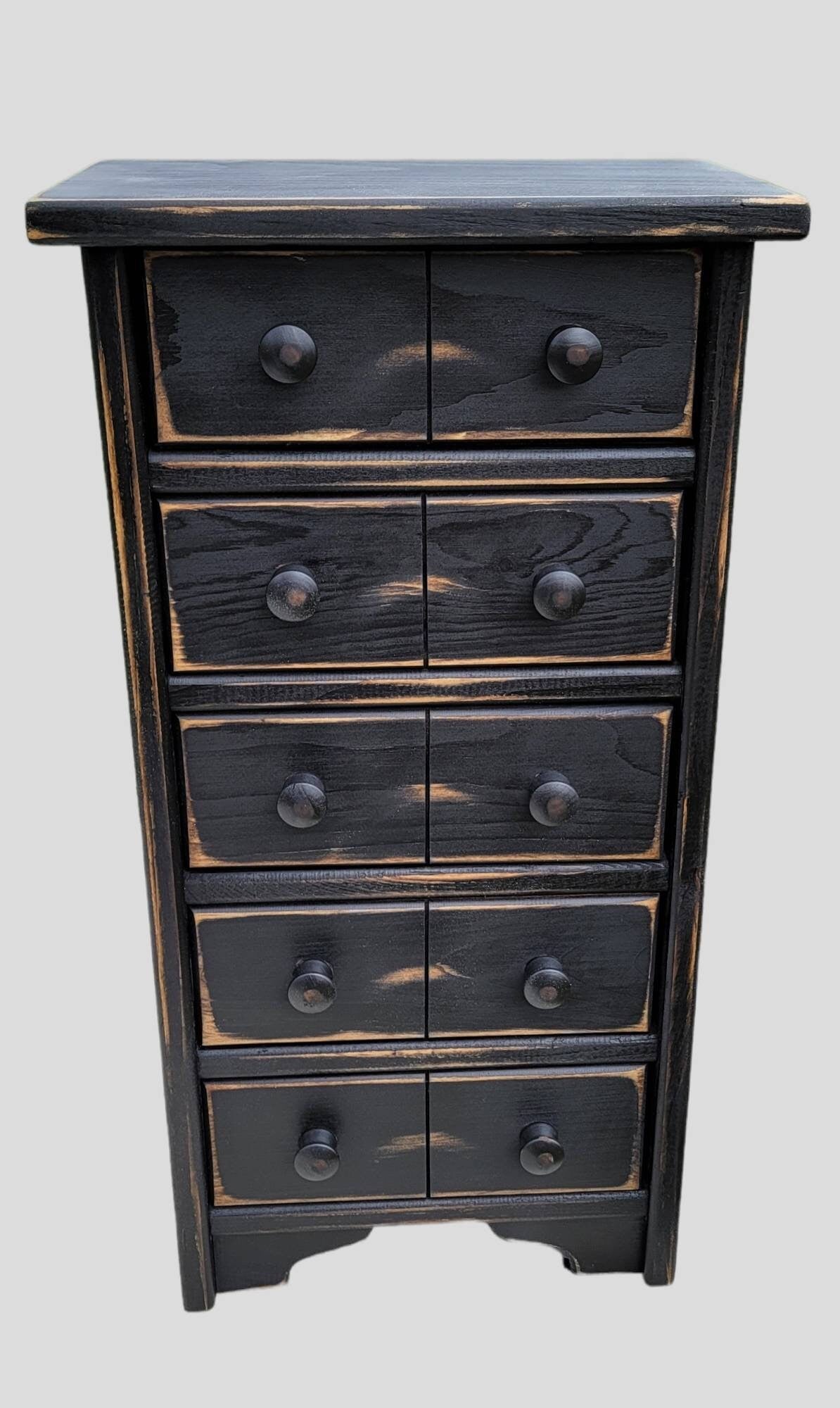Handmade Wood Apothecary Cabinet, 5 Drawer Storage Organizer, Rustic Home Decor