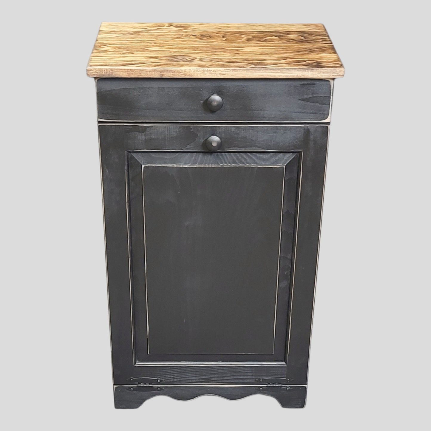 Tilt out rustic trash bin / tilt out laundry bin / Farmhouse style trash can / Wooden flip out trash can / Rustic kitchen garbage can