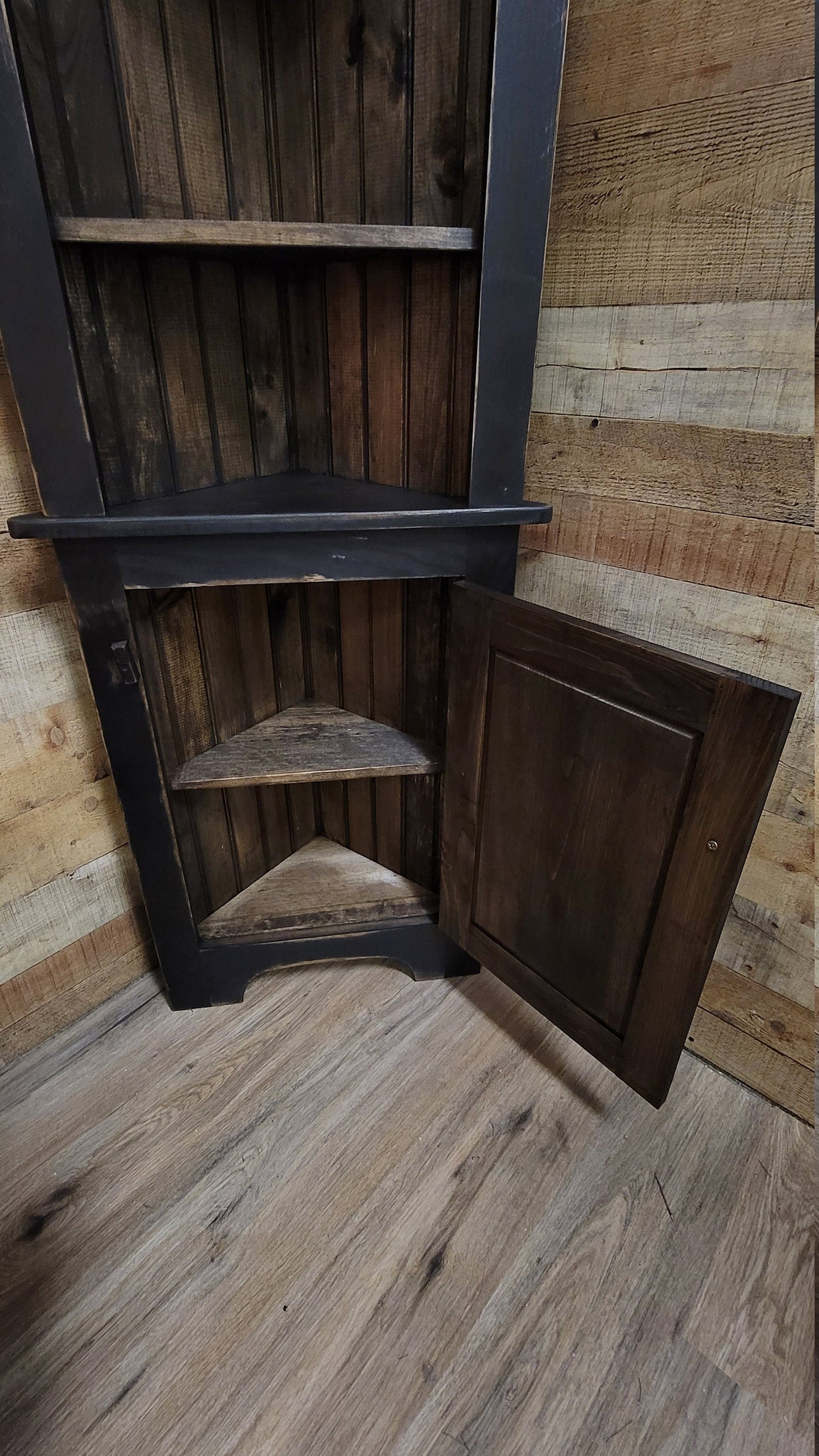 Rustic corner hutch / Black corner cabinet