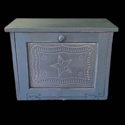 Rustic bread box with tin door kitchen counter storage