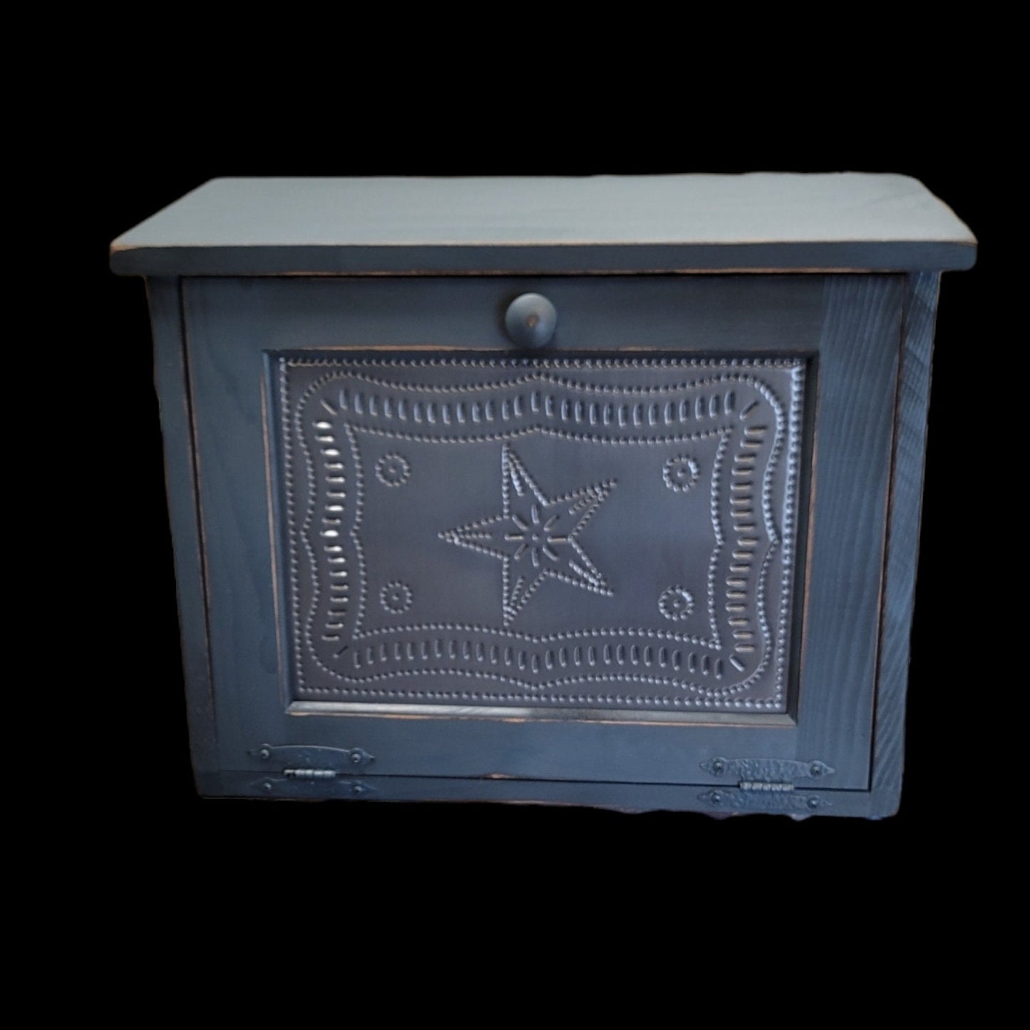 Rustic bread box with tin door kitchen counter storage