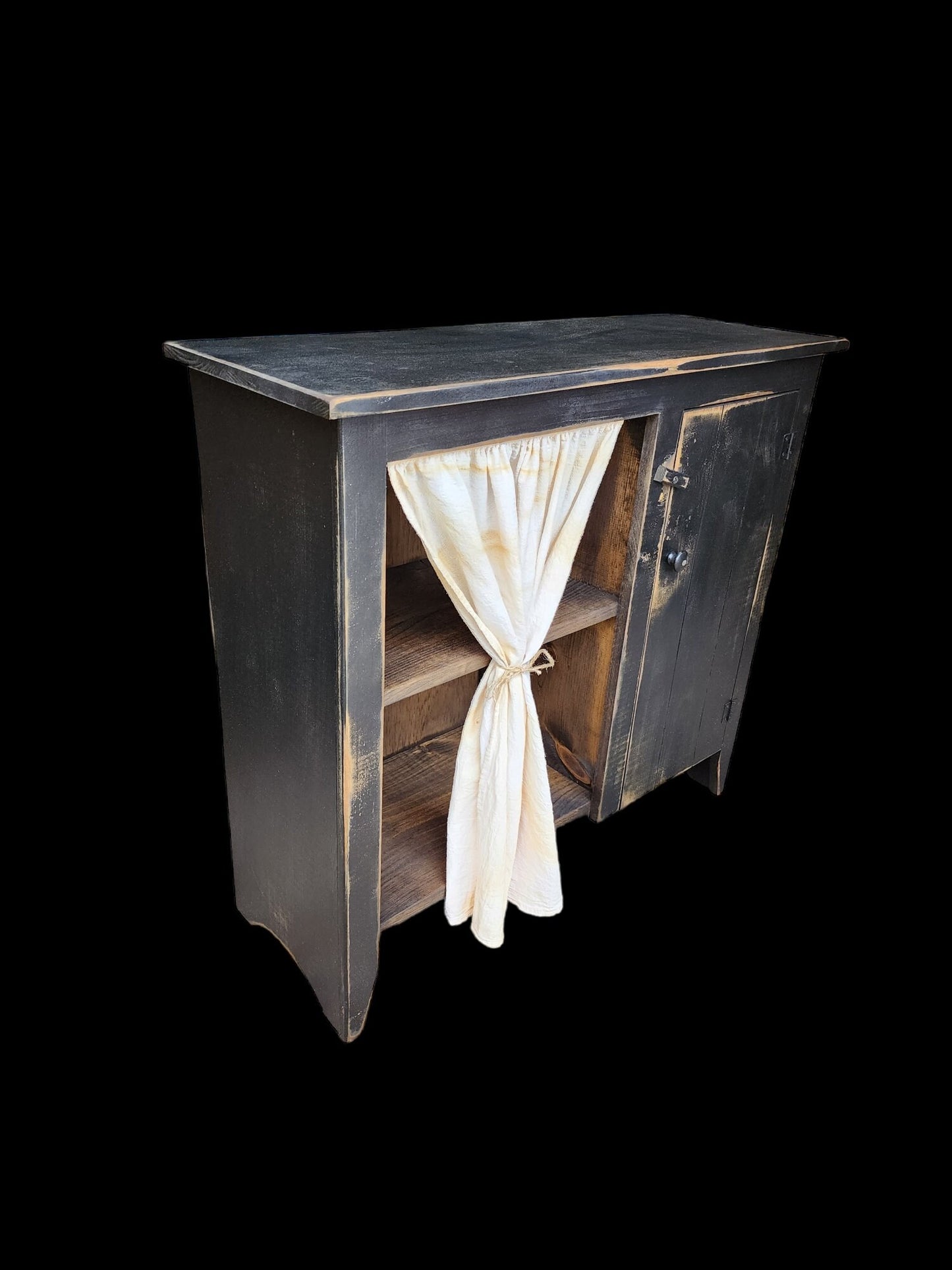 Rustic jelly cabinet  / pantry cabinet with curtain