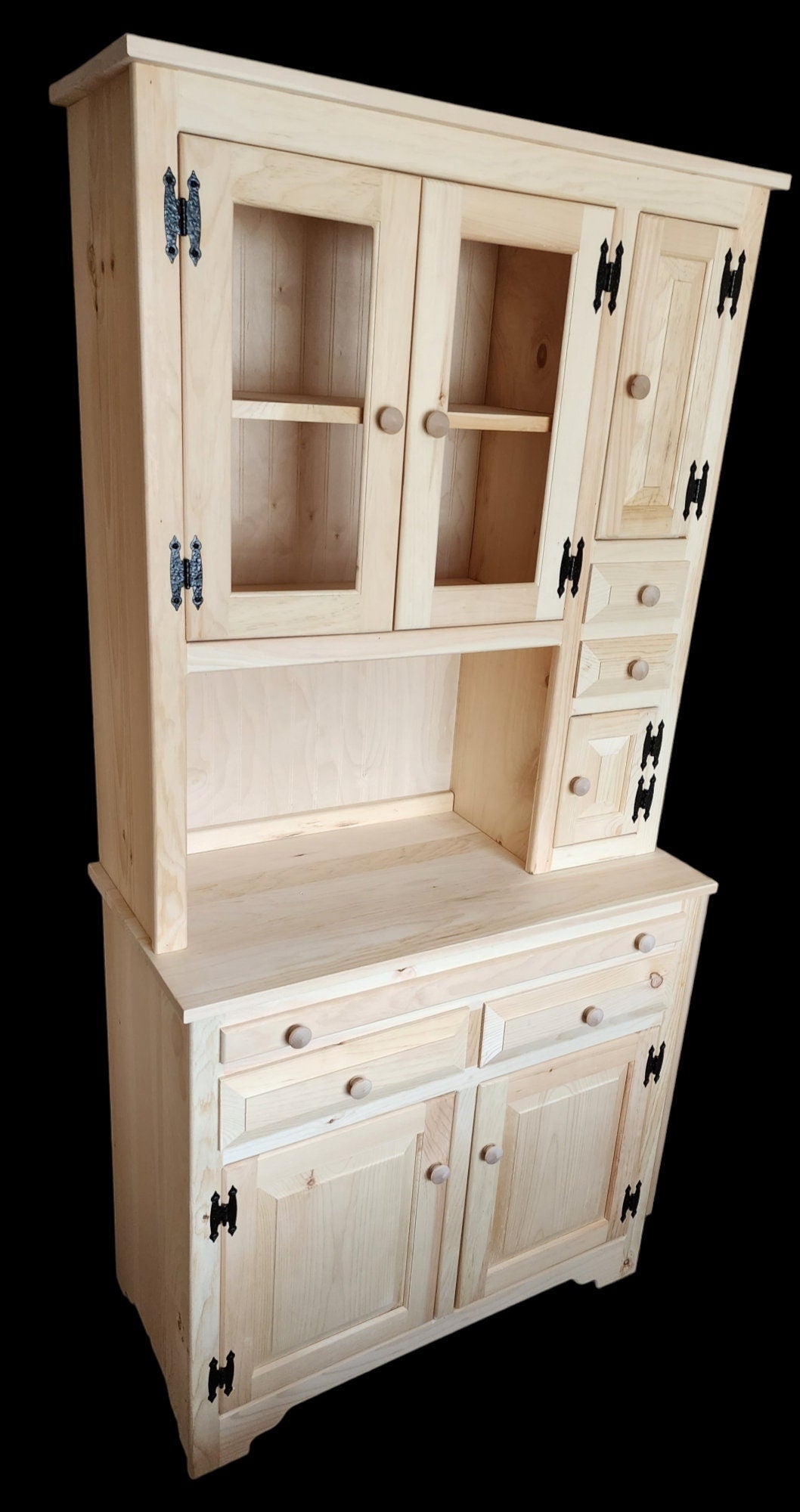 Handmade Solid Wood Hoosier Hutch, Rustic Kitchen Hutch, Farmhouse Cupboard, Vintage Organizer, Country Decor