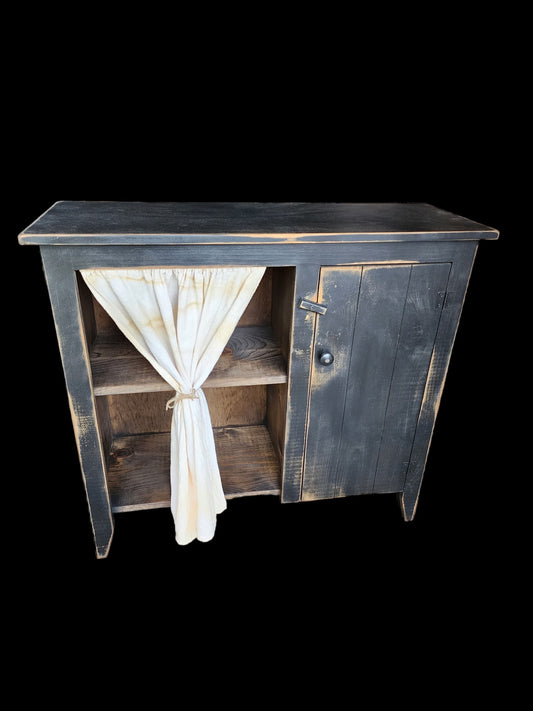 Rustic jelly cabinet  / pantry cabinet with curtain